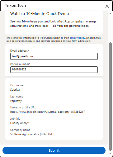 LinkedIn Lead Gen Form